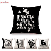 Cargar imagen en el visor de la galería, Nordic Black White Alice Wonderland Letters Print Quotes Art Home Decorative Sofa Throw Pillow Case Linen Kids' Cushion Cover