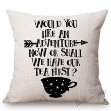 Cargar imagen en el visor de la galería, Nordic Black White Alice Wonderland Letters Print Quotes Art Home Decorative Sofa Throw Pillow Case Linen Kids' Cushion Cover