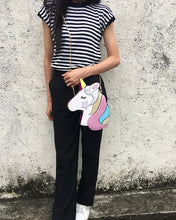 Lade das Bild in den Galerie-Viewer, Cute Fantasy Fashion Unicorn Design Pu Leather Laser Girl's Chain Purse Handbag Shoulder Bag Crossbody Mini Messenger Bag Flap