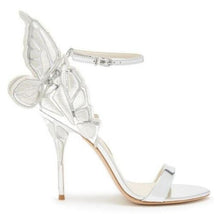 Load image into Gallery viewer, Newest metallic embroidered leather sandals angel wings pumps bridal shoes butterfly ankle wrap high heels sandals Dress Sandals