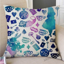 Lade das Bild in den Galerie-Viewer, Letter Print Alice in Wonderland Cartoon Decoration Sofa Throw Pillow Case Cotton Linen Square Cushion Cover Home Decor 45x45cm