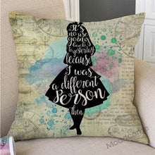 Lade das Bild in den Galerie-Viewer, Letter Print Alice in Wonderland Cartoon Decoration Sofa Throw Pillow Case Cotton Linen Square Cushion Cover Home Decor 45x45cm