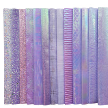 Cargar imagen en el visor de la galería, 22*30cm Purple Faux Leather Fabric Chunky Glitter Soft Cotton Smooth PU Leather A4 size DIY Bow Bags Material Vinyl Fabric