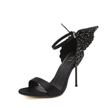 Lade das Bild in den Galerie-Viewer, NIUFUNI 2020 Butterfly Wings Summer Peep Toe Sandals Women Shoes Stiletto High Heels Solid Color Buckle Sandals Sandalias mujer