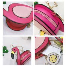 Załaduj obraz do przeglądarki galerii, Boutique De FGG Novelty Funny Flamingo Shape Women Chain Shoulder Handbags Crossbody Bag Faux Leather PU Small Animal Handbags