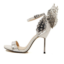 Lade das Bild in den Galerie-Viewer, NIUFUNI 2020 Butterfly Wings Summer Peep Toe Sandals Women Shoes Stiletto High Heels Solid Color Buckle Sandals Sandalias mujer