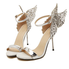 Lade das Bild in den Galerie-Viewer, NIUFUNI 2020 Butterfly Wings Summer Peep Toe Sandals Women Shoes Stiletto High Heels Solid Color Buckle Sandals Sandalias mujer
