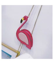 Załaduj obraz do przeglądarki galerii, Boutique De FGG Novelty Funny Flamingo Shape Women Chain Shoulder Handbags Crossbody Bag Faux Leather PU Small Animal Handbags