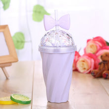 Lade das Bild in den Galerie-Viewer, 400ML Lovely Straw Cup Cold Drink Cup Plastic With Bow Lid Straw Cup Bottle High Quality Home Office School Gift Drinkware #A
