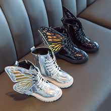 Cargar imagen en el visor de la galería, Buttefly Boots Children's Shoes Mirror PU Martin Boots Boys and Girls Wings Casual Boots Fashion Botas Para Ninos