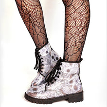 Cargar imagen en el visor de la galería, Brand Big Size 43 Cool Skulls Butterfly Rose Flowers Printed Gothic Style Ankle Booties Fashion Boots Street Women Shoes