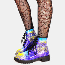 Cargar imagen en el visor de la galería, Brand Big Size 43 Cool Skulls Butterfly Rose Flowers Printed Gothic Style Ankle Booties Fashion Boots Street Women Shoes