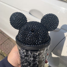 Cargar imagen en el visor de la galería, 500ML Mug Cute Mickey Plastic Cup Diamond Broken Ice Cup Rhinestone Cup Cute Simple Water Cup Straw Creative Double Cup