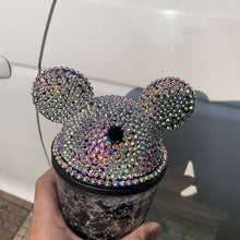 Cargar imagen en el visor de la galería, 500ML Mug Cute Mickey Plastic Cup Diamond Broken Ice Cup Rhinestone Cup Cute Simple Water Cup Straw Creative Double Cup