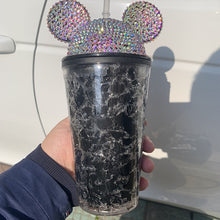 Cargar imagen en el visor de la galería, 500ML Mug Cute Mickey Plastic Cup Diamond Broken Ice Cup Rhinestone Cup Cute Simple Water Cup Straw Creative Double Cup