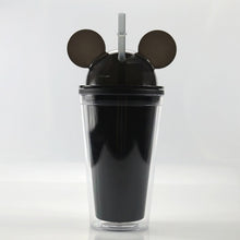 Cargar imagen en el visor de la galería, 500ML Mug Cute Mickey Plastic Cup Diamond Broken Ice Cup Rhinestone Cup Cute Simple Water Cup Straw Creative Double Cup