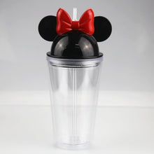 Cargar imagen en el visor de la galería, 500ML Mug Cute Mickey Plastic Cup Diamond Broken Ice Cup Rhinestone Cup Cute Simple Water Cup Straw Creative Double Cup