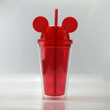 Cargar imagen en el visor de la galería, 500ML Mug Cute Mickey Plastic Cup Diamond Broken Ice Cup Rhinestone Cup Cute Simple Water Cup Straw Creative Double Cup