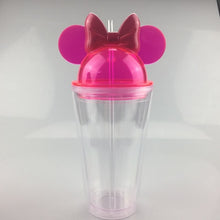 Cargar imagen en el visor de la galería, 500ML Mug Cute Mickey Plastic Cup Diamond Broken Ice Cup Rhinestone Cup Cute Simple Water Cup Straw Creative Double Cup