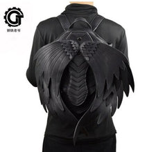 Cargar imagen en el visor de la galería, Punk Wings Leather Backpack Gothic Women's Men's Black Retro Backpack Steampunk Fashion Travel Casual Backpack