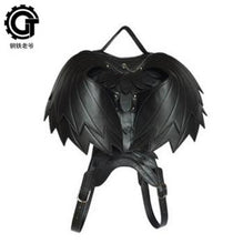 Cargar imagen en el visor de la galería, Punk Wings Leather Backpack Gothic Women's Men's Black Retro Backpack Steampunk Fashion Travel Casual Backpack