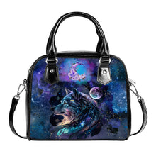 Załaduj obraz do przeglądarki galerii, Cosmic Wolf Gothic Nebula Galaxy Moon Christmas Birthday Bag Handbag Space Celestial star Shoulder Strap Faux Leather School Gifts for Her