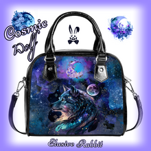 Załaduj obraz do przeglądarki galerii, Cosmic Wolf Gothic Nebula Galaxy Moon Christmas Birthday Bag Handbag Space Celestial star Shoulder Strap Faux Leather School Gifts for Her
