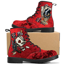 Cargar imagen en el visor de la galería, Mens & Womens Vibrant Red Poker Casino Boots