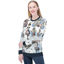 Cargar imagen en el visor de la galería, Alice in Wonderland Smokey Blue & White Sweathshirt Jumper