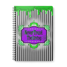 Load image into Gallery viewer, Gothic Beetle Goo Green Black White Stripe Wirobound Softcover Notebook, A5, Journal Juice Halloween
