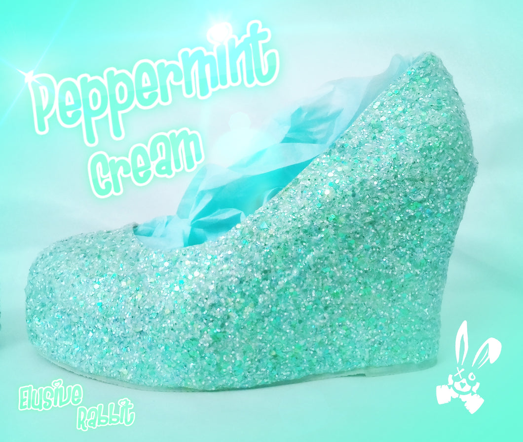Mint Green Bridal  Chunky Glitter Wedding Custom Personalized Women Peep Toe Glitter Shoe High Heel Stiletto Thin Size 3 4 5 6 7 8