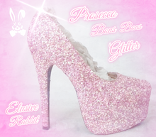 Load image into Gallery viewer, Pastel Baby Pink Bridal  Chunky Glitter Wedding Custom Personalized Women Peep Toe Glitter Shoe High Heel Stiletto Thin Size 3 4 5 6 7 8
