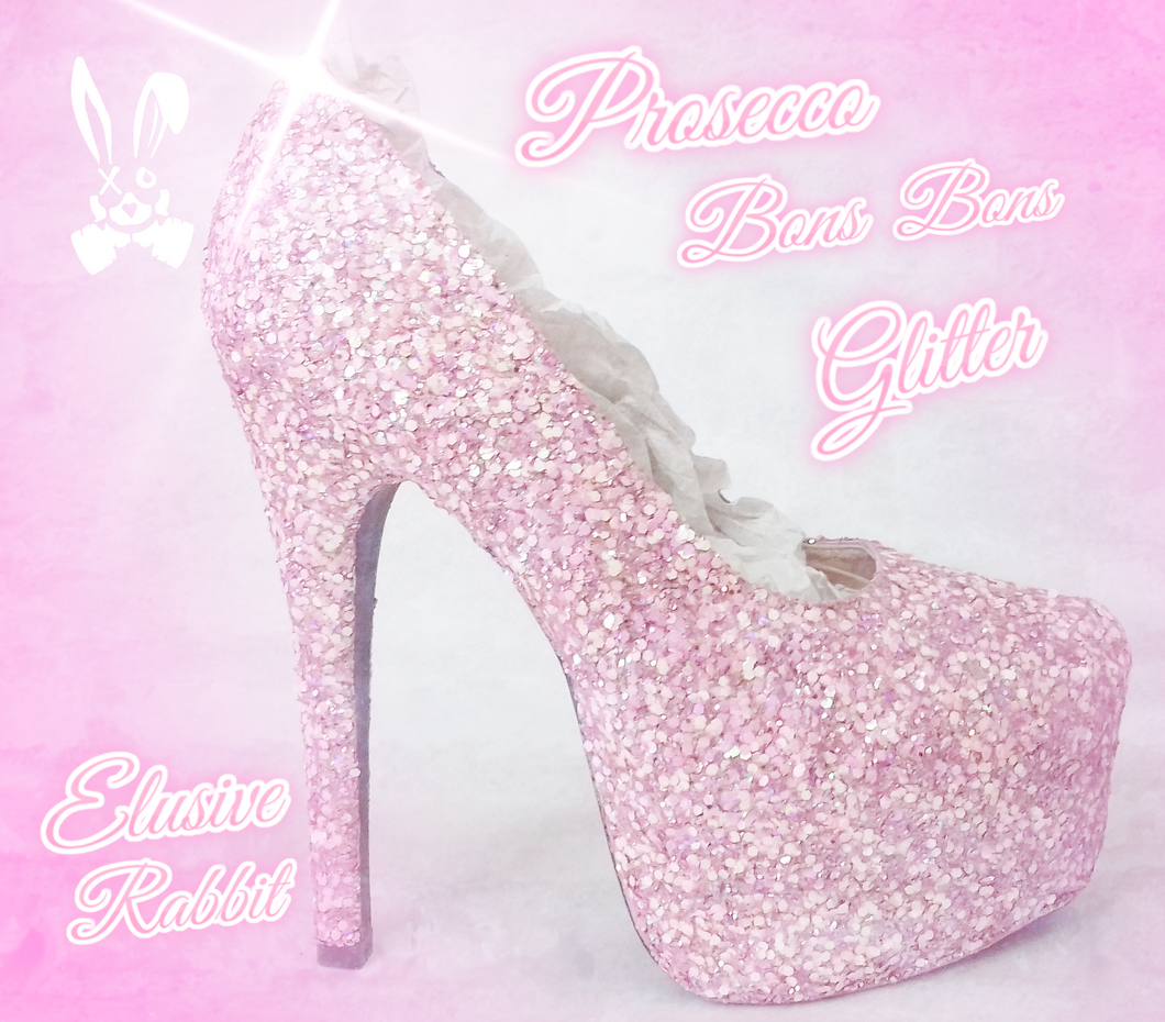 Pastel Baby Pink Bridal  Chunky Glitter Wedding Custom Personalized Women Peep Toe Glitter Shoe High Heel Stiletto Thin Size 3 4 5 6 7 8