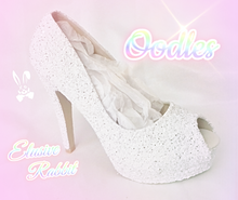 Załaduj obraz do przeglądarki galerii, Oodles Bridal White Silver Chunky Glitter Wedding Custom Personalized Women Peep Toe Glitter Shoe High Heel Stiletto Thin Size 3 4 5 6 7 8

