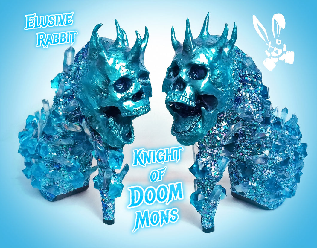 Knight of Doom Mons Heels Blue crystal Quartz Diamond Custom Hand Sculpt Kraken Shoe Size 3 4 5 6 7 8 Glitter Fantasy Bridal Wedding