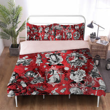 Load image into Gallery viewer, Crimson Red Alice in Wonderland Duvet Covers
