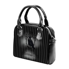 Load image into Gallery viewer, Nevermore Black Grey Edgar Allan Poe Raven Shoulder Crossbody Bag Wednesday Addams
