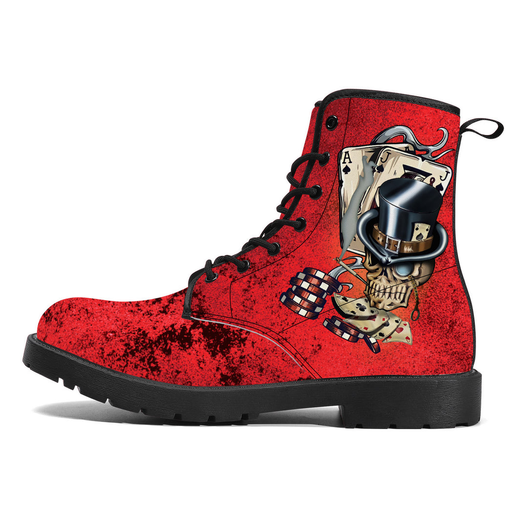 Mens & Womens Vibrant Red Poker Casino Boots