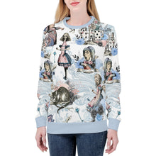 Load image into Gallery viewer, Alice in Wonderland Pastal Blue &amp; White Sweathshirt Jumper
