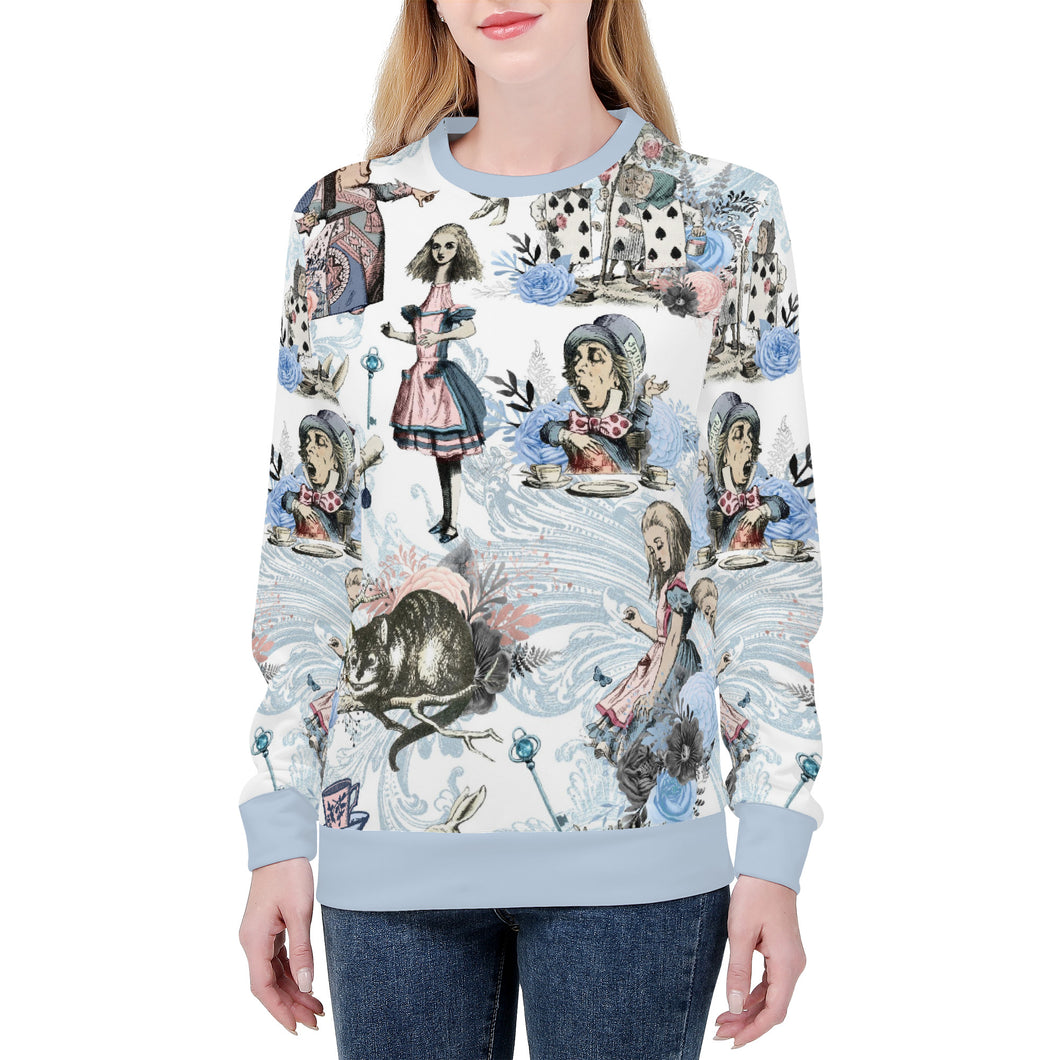 Alice in Wonderland Pastal Blue & White Sweathshirt Jumper