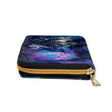 Załaduj obraz do przeglądarki galerii, Cosmic Wolf Gothic Nebula Galaxy Moon Space Celestial star Clutch Wallet Purse Zipper Card Holder Clutch Gift Set For Her Christmas Birthday
