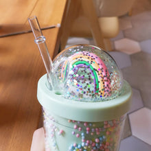 Load image into Gallery viewer, New Creative Rainbow Plastic Water Cup Fashion Large Capacity Women&#39;s Straw Cup Mori Double Layer Color Pearl Drink Cup
