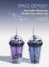Lade das Bild in den Galerie-Viewer, 380ml 500ml Interstellar Wandering Double Layer Straw Cup Creative Gift Astronaut Plastic Cup Children&#39;s Cute Colorful Water Cup
