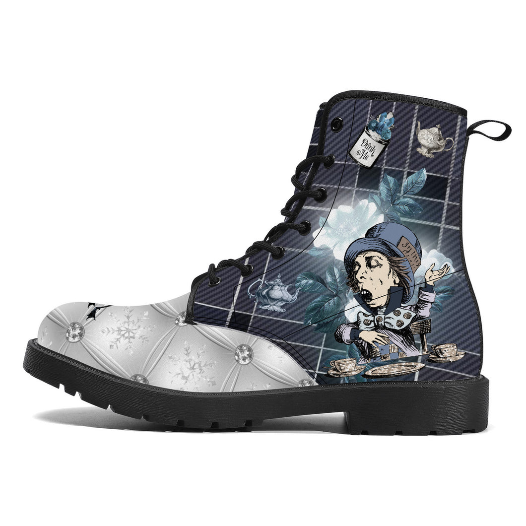 Winter Wonderland Tartan Blue Alice Boots