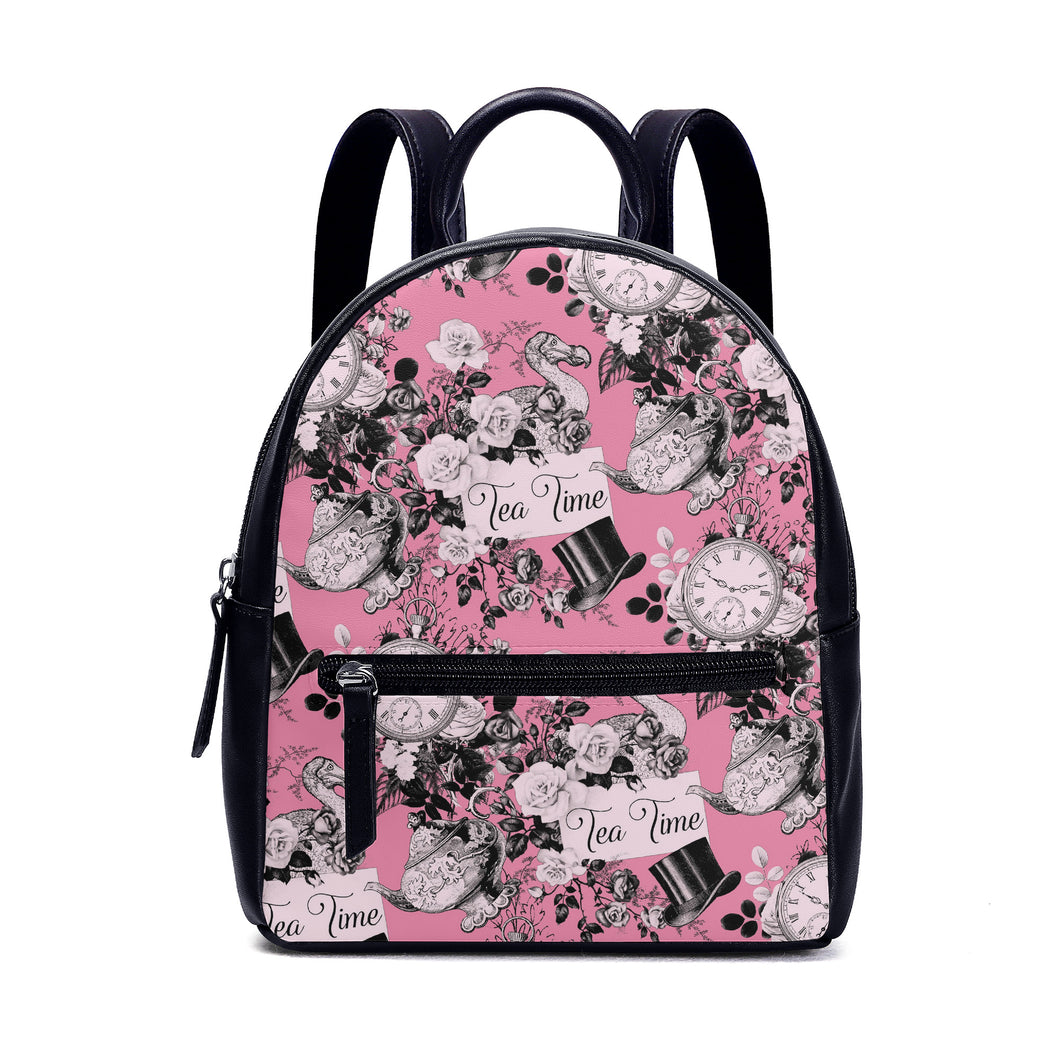 Time For Tea Alice in Wonderland Backpack Vibrant Pink Pattern