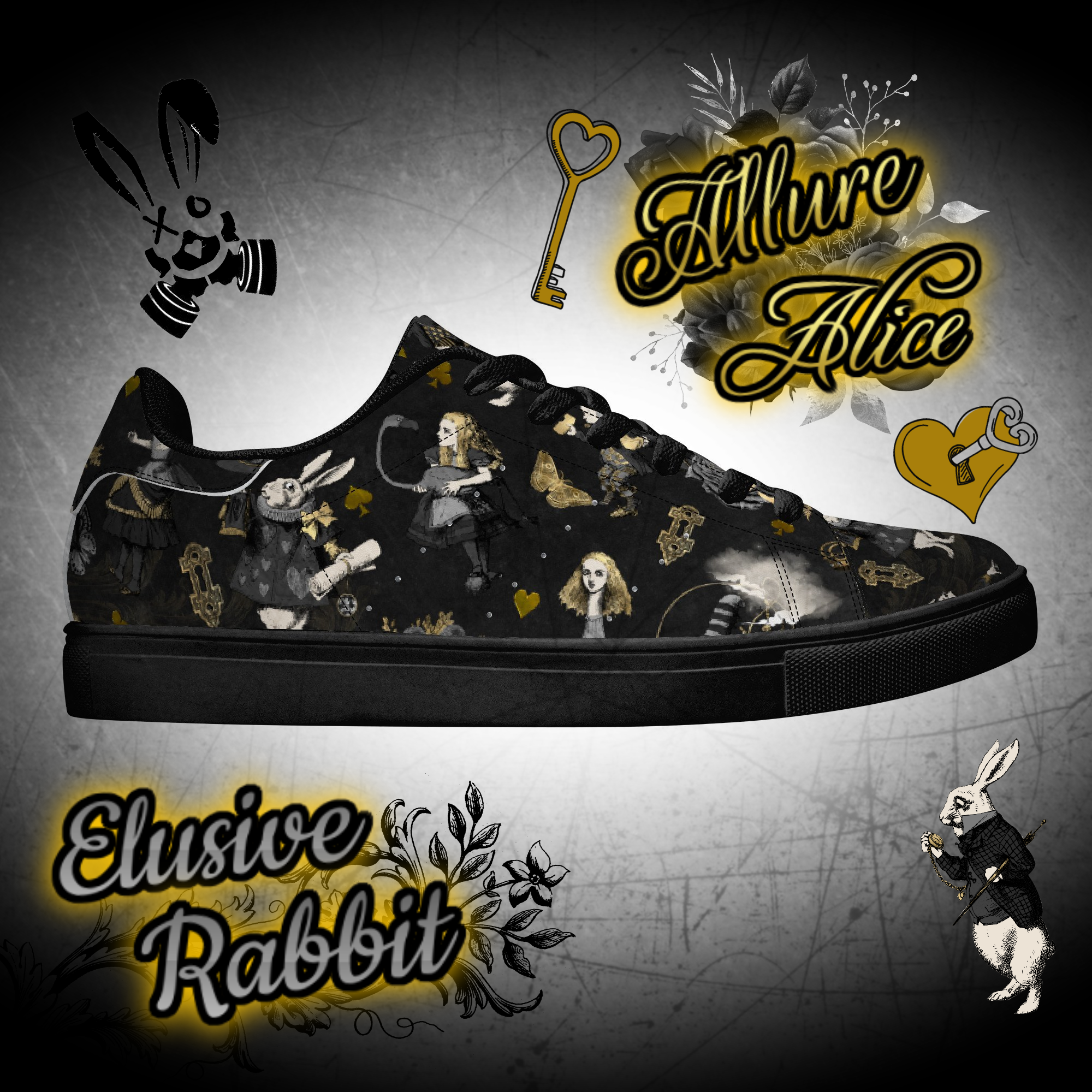 Allure Alice in Wonderland Trainers Full Black – ElusiveRabbit