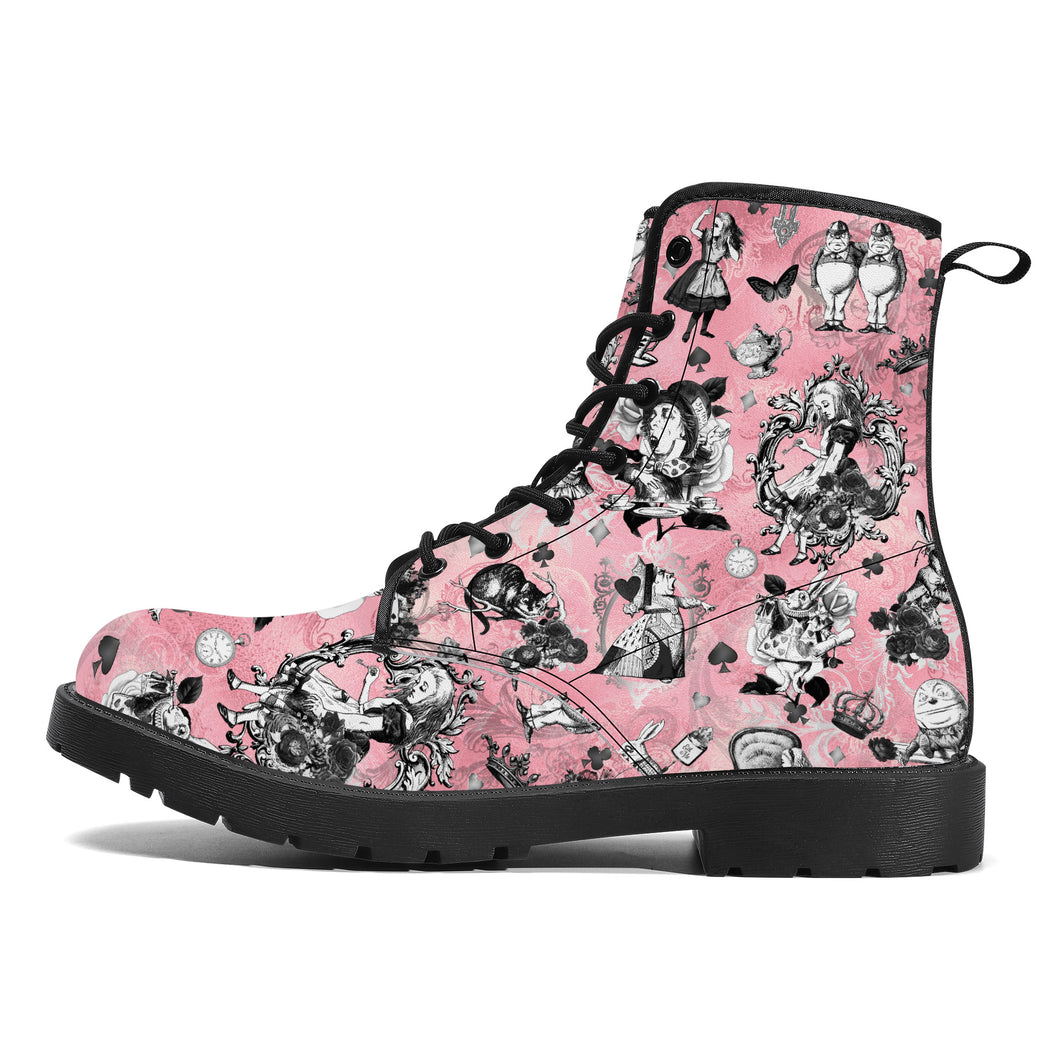 Muchier Alice in Wonderland Pink Boots