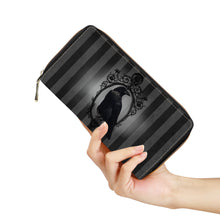 Load image into Gallery viewer, Nevermore Black Grey Edgar Allan Poe Raven Clutch Purse Wednesday Addams
