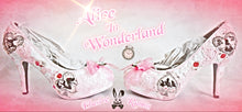 Cargar imagen en el visor de la galería, John Tenniel&#39;s Classic 1865 Alice In Wonderland Lace Fabric Custom Heel Ribbon Pink Shoe Flat Size 3 4 5 6 7 8 Wedding Bridal Heel UK Women
