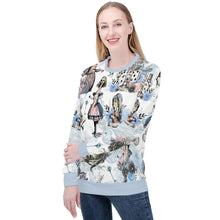 Load image into Gallery viewer, Alice in Wonderland Pastal Blue &amp; White Sweathshirt Jumper
